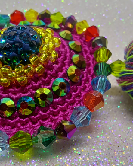 Háčkované  dizajnové náušnice "Východ slnka na útese"